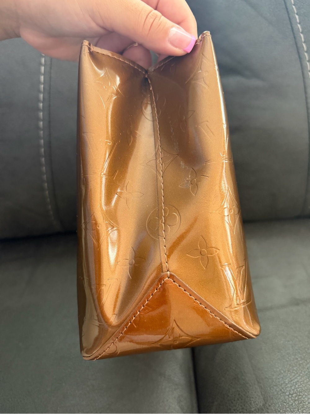 Louis Vuitton Chocolate Patent Monogram Small Tote - Picture 5 of 10